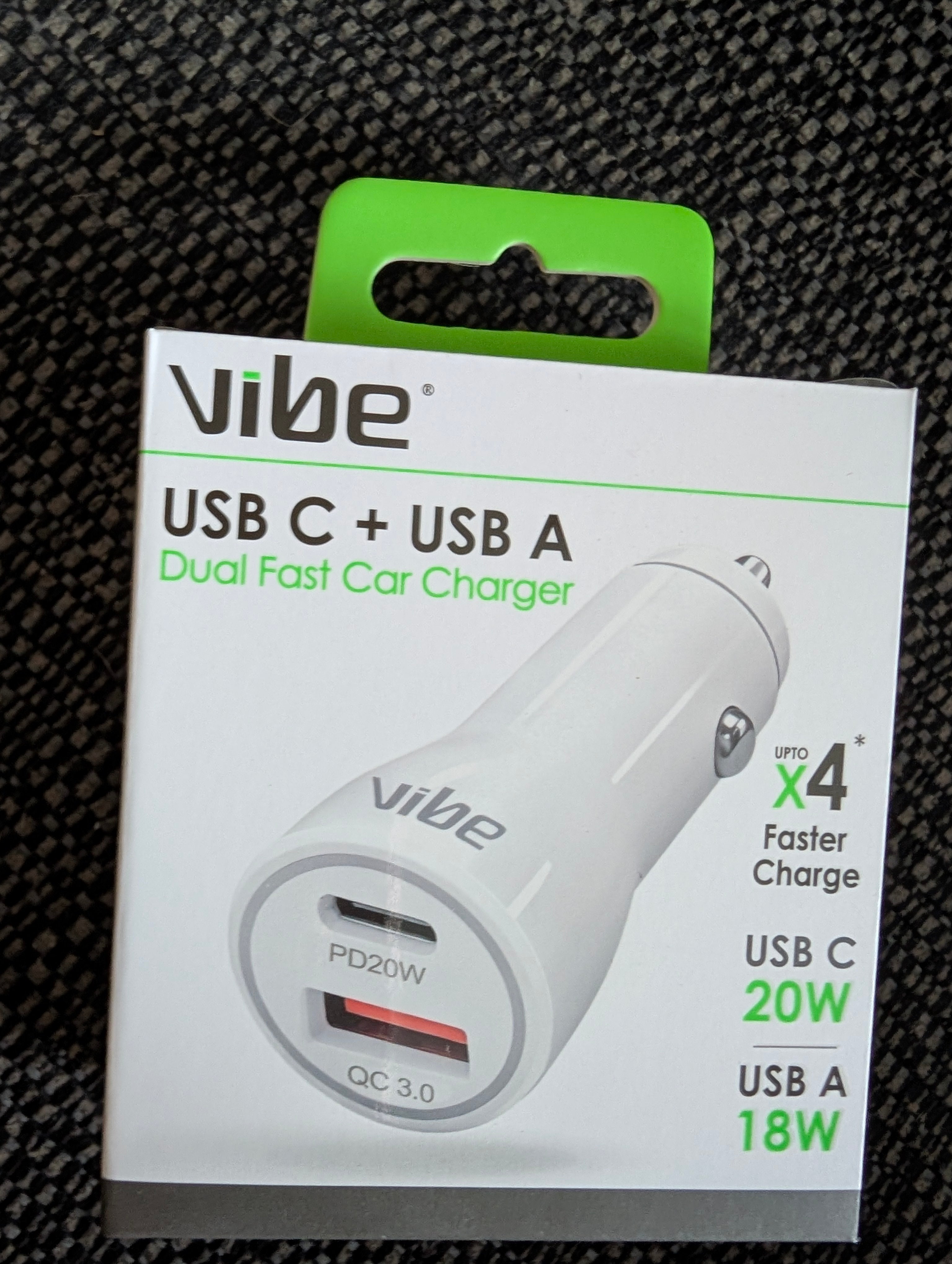Vibe USB Car Charger — PD 20W & QC 3.0