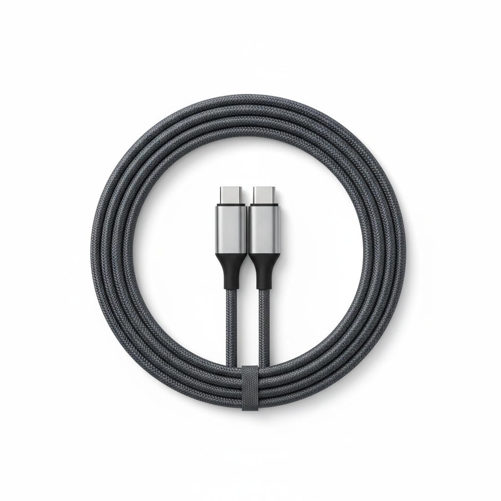 USB C 2 Metre Braided Cable - Fast Charging - Grey